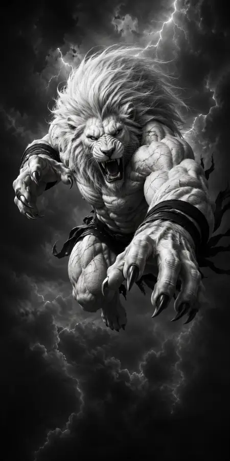 Thunder King Lion — Stormborn Rage 4K wallpaper for desktop and mobile - Pixbee