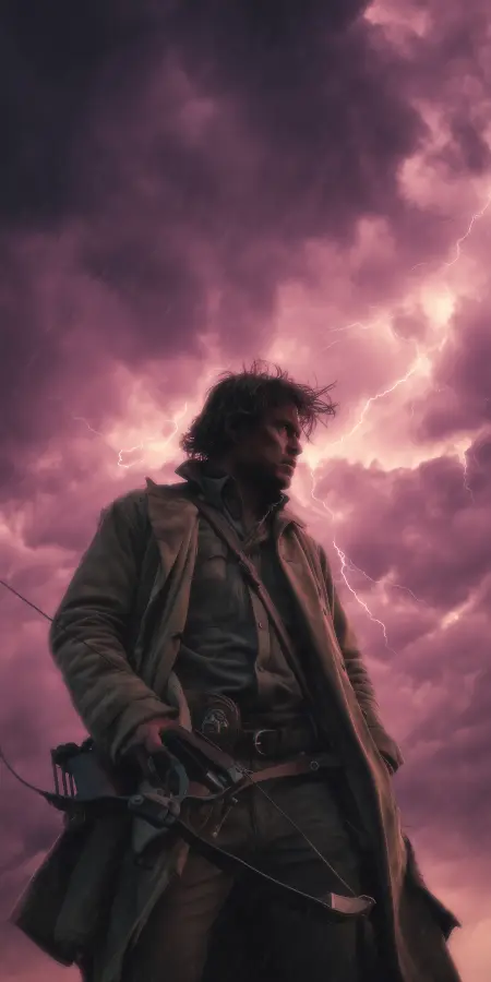 Thunderstorm Archer Under Crimson Sky Cinematic 4K Ultra HD Wallpaper 4K wallpaper for desktop and mobile - Pixbee