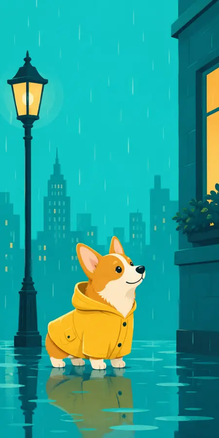 Tiny corgi, big raincoat, zero worries ☔🐶 4K wallpaper for desktop and mobile - Pixbee