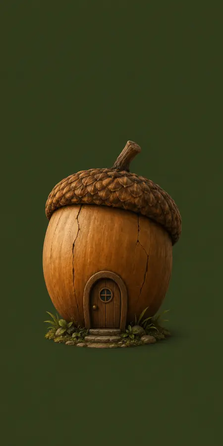 Tiny Fairytale Acorn House Creative Concept Wallpaper 4K wallpaper for desktop and mobile - Pixbee
