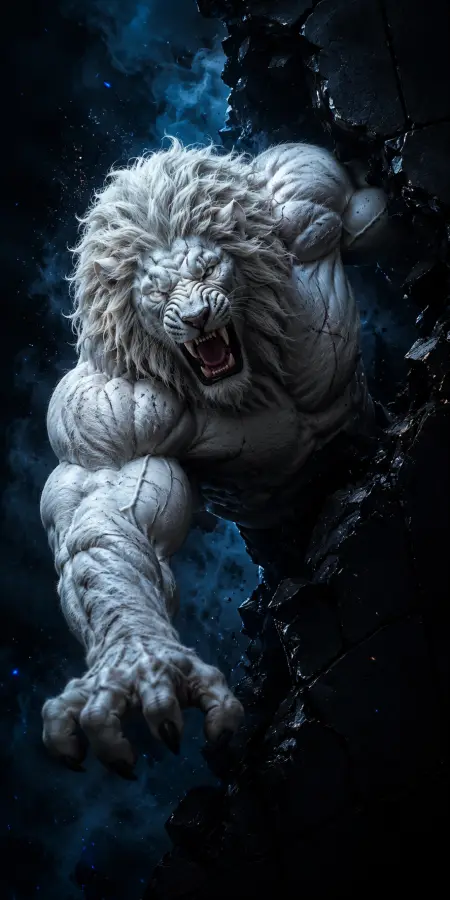 Titan Lion — Abyss Breaker 4K wallpaper for desktop and mobile - Pixbee
