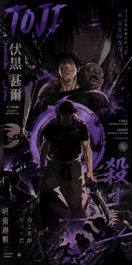 Toji: Born to Kill, Bound by Nothing 🟣⚔️ 4K wallpaper for desktop and mobile - Pixbee