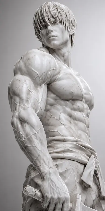 Toji Fushiguro Carved Marble Warrior Bust — ue5 phone wallpaper