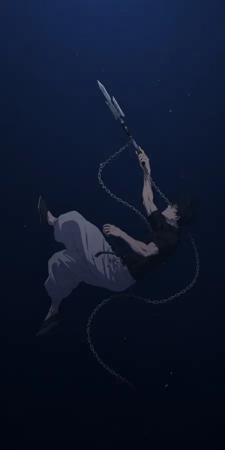 Toji Fushiguro Floating Deep Underwater In Chains 4K wallpaper for desktop and mobile - Pixbee