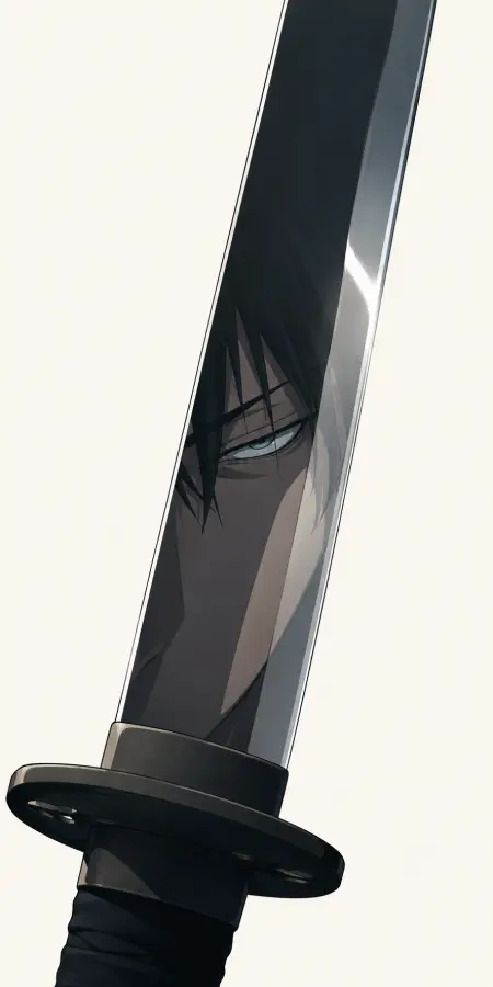 Toji Fushiguro Katana Blade Reflection Close Up 4K wallpaper for desktop and mobile - Pixbee