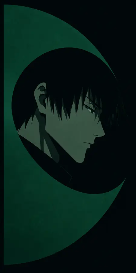 Toji Fushiguro Minimalist Green Silhouette Profile Portrait 4K wallpaper for desktop and mobile - Pixbee