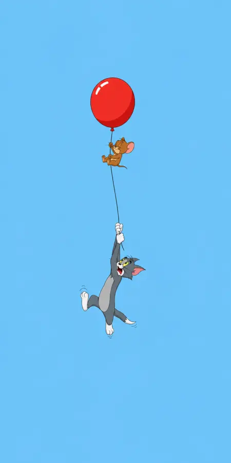 Tom And Jerry Floating With Red Balloon 4K wallpaper for desktop and mobile - Pixbee