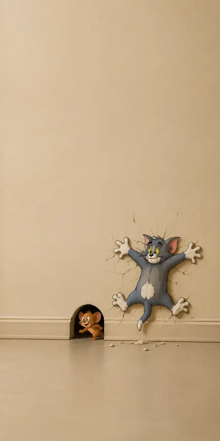 Tom And Jerry Peeking From Page Corners 4K wallpaper for desktop and mobile - Pixbee