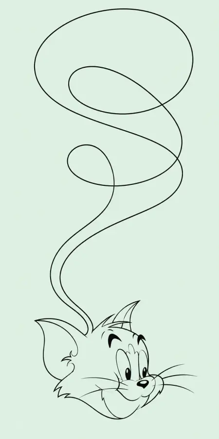 Tom Cat Cute Outline Face With Loop Tail 4K wallpaper for desktop and mobile - Pixbee