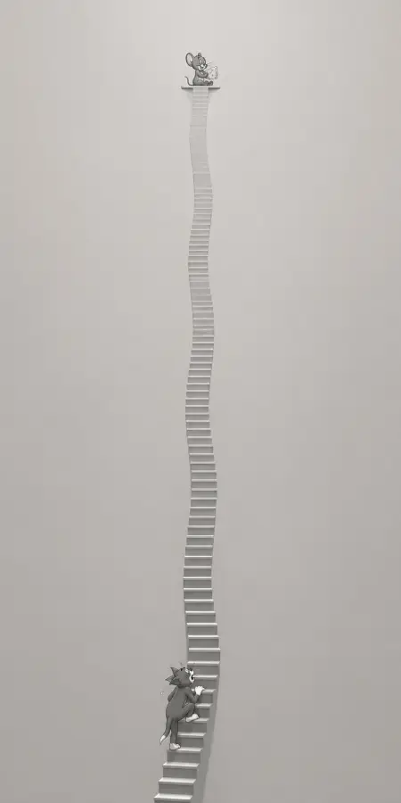 Tom Cat Walking Up Endless Staircase For Jerry Mouse 4K wallpaper for desktop and mobile - Pixbee