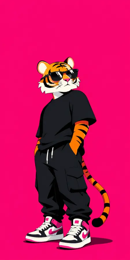 Too cool to roar, just here to flex the drip 🐯🕶️🔥 4K wallpaper for desktop and mobile - Pixbee