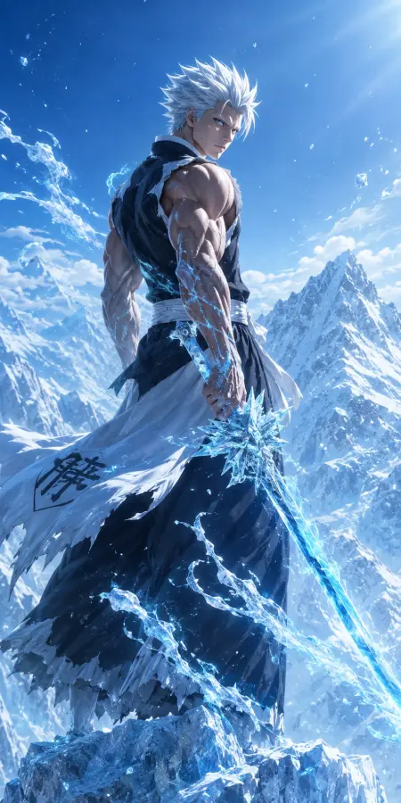 Toshiro Hitsugaya Standing On Ice Mountain 4K wallpaper for desktop and mobile - Pixbee