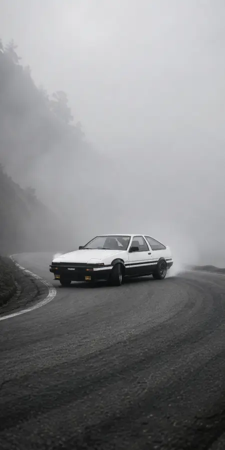 Toyota Ae86 Trueno Drifting Foggy Mountain — cars phone wallpaper