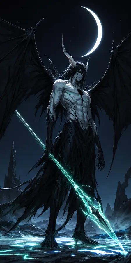 Ulquiorra Cifer Under The Crescent Moon 4K wallpaper for desktop and mobile - Pixbee