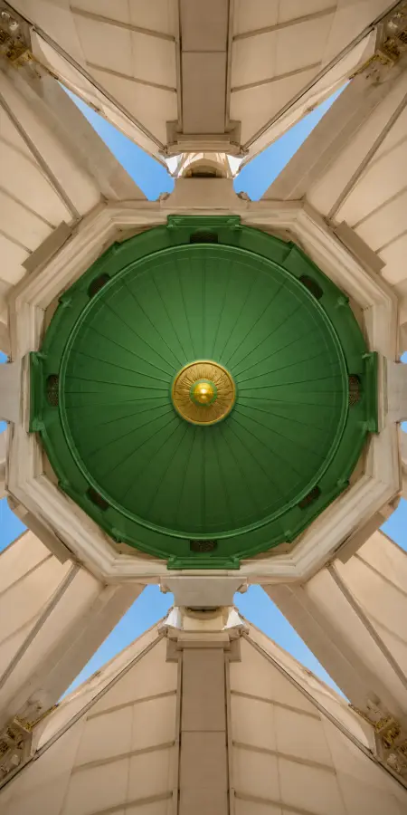 Underside View Green Dome Canopy Architecture — islamic wallpaper phone wallpaper