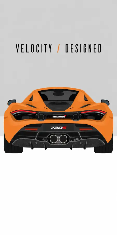 Vector Back View Illustration Of Orange Supercar 4K wallpaper for desktop and mobile - Pixbee