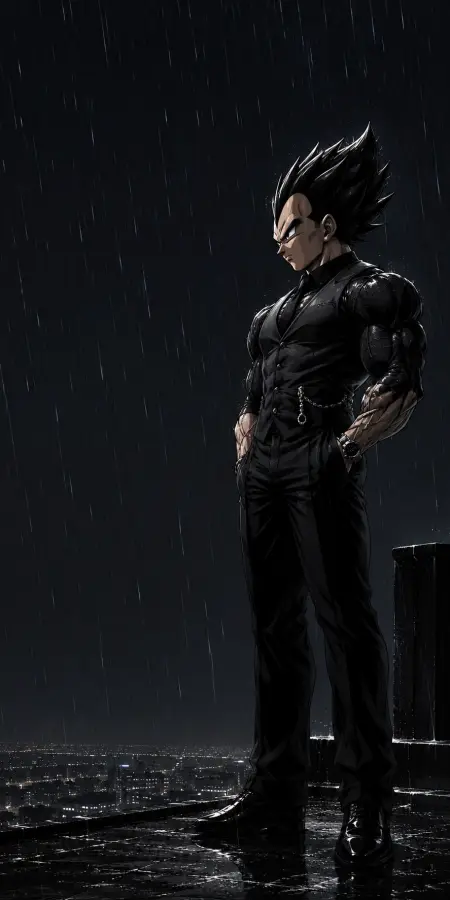 Vegeta — Even The Rain Knows Who Rules The Night. 4K wallpaper for desktop and mobile - Pixbee