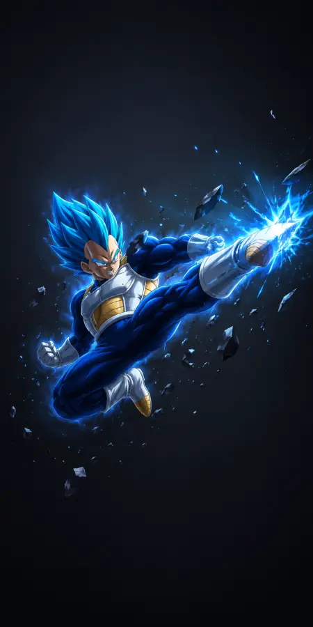 Vegeta (Super Saiyan Blue) — Thunder Kick Strike 4K wallpaper for desktop and mobile - Pixbee