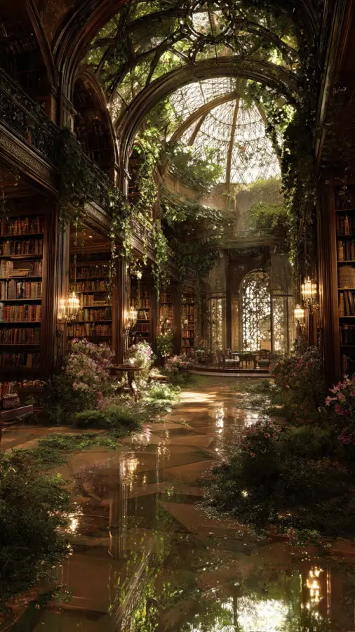 Venerable Library of Verdure 4K wallpaper for desktop and mobile - Pixbee