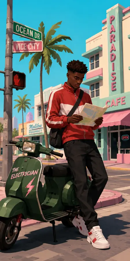 Vice City Street Map Scooter Rider — gta vice city phone wallpaper