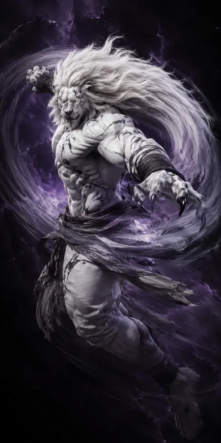 Void Lion — Cosmic Berserker 🦁💜🌌 4K wallpaper for desktop and mobile - Pixbee