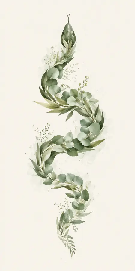 Watercolor Green Leaf Eucalyptus Serpent Wreath — iphone wallpapers phone wallpaper
