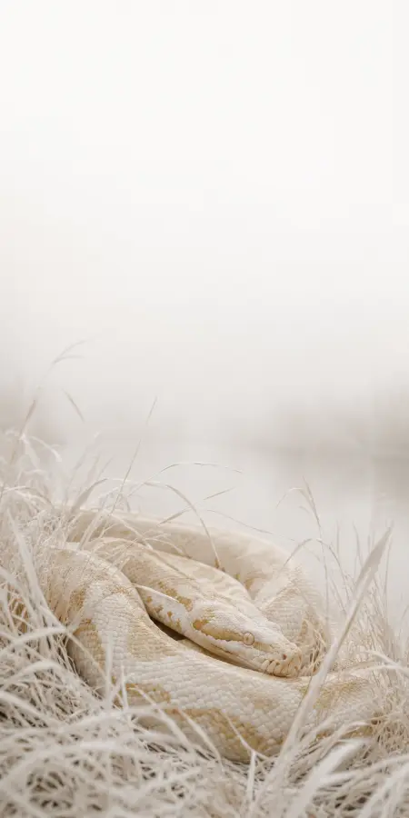White Albino Snake In Dry Grass — iphone wallpapers phone wallpaper