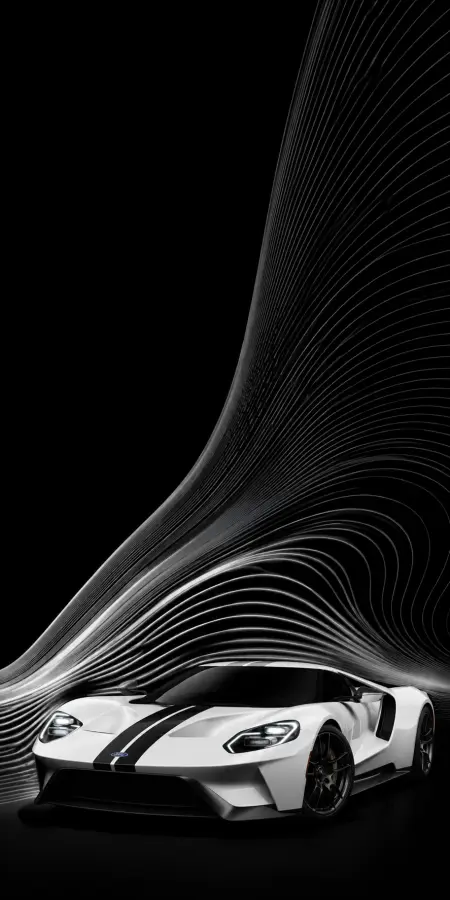 White Ford Gt Studio Abstract Lines — cars phone wallpaper