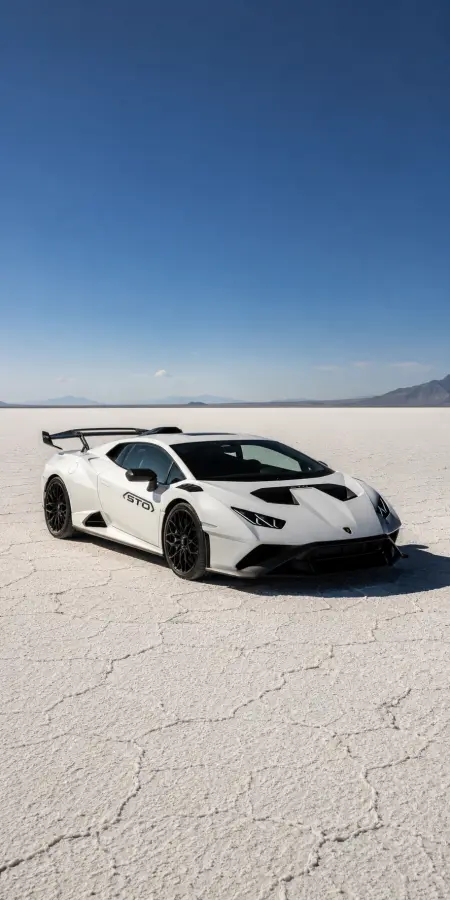 White Lamborghini Huracan Sto Salt Flats — cars phone wallpaper