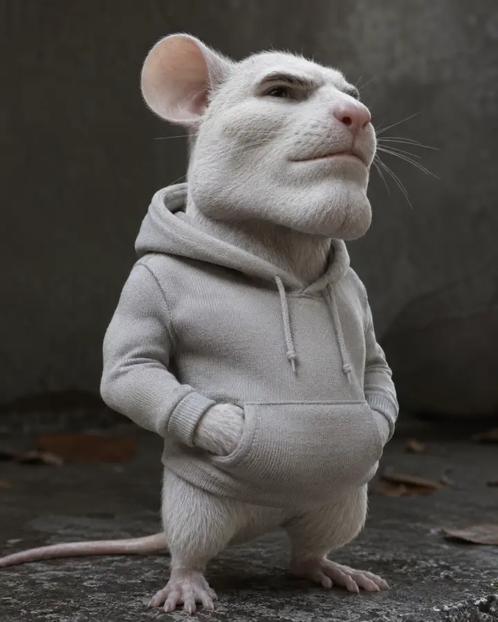 White Mouse In Hoodie Wearing Cool Expression — stock images phone wallpaper