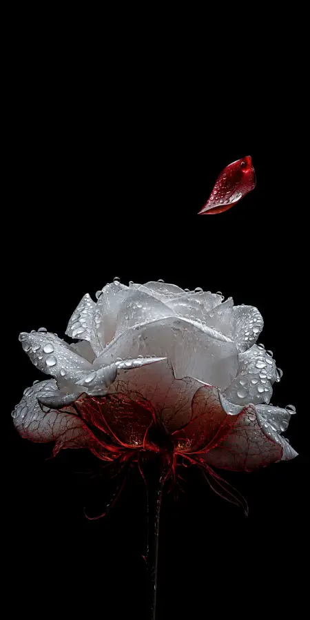 White Rose With Falling Red Petal — iphone wallpapers phone wallpaper