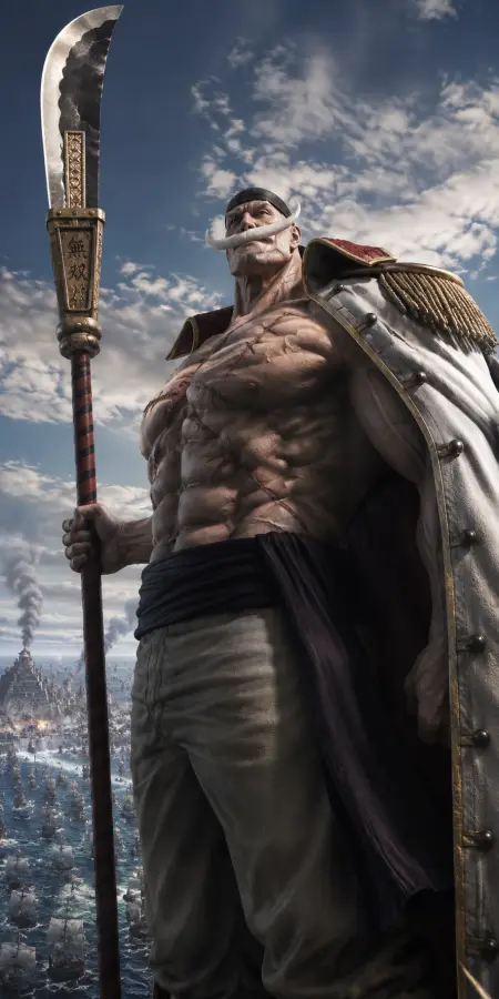 Whitebeard Edward Newgate Standing Tall over Marineford Fleet 4K wallpaper for desktop and mobile - Pixbee