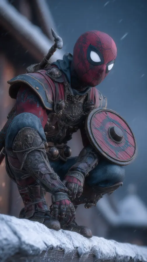 Winter Spider Warrior Vigilance - Spiderman 4K wallpaper for desktop and mobile - Pixbee
