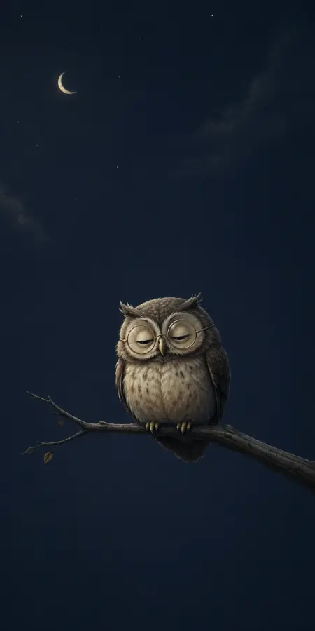 Wise Old Owl Sleeping On Tree Branch 4K wallpaper for desktop and mobile - Pixbee