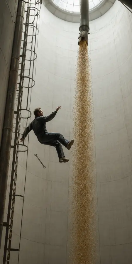 Worker Falling Inside Massive Grain Silo — ue5 phone wallpaper