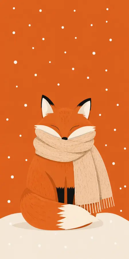 Wrapped in warmth, dreaming through snowfall 🦊❄️🧣 4K wallpaper for desktop and mobile - Pixbee