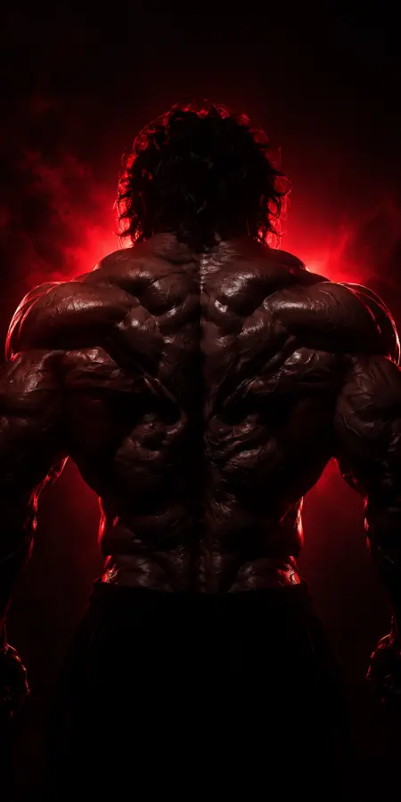 Yujiro Hanma Demon Back Red Glow 4K wallpaper for desktop and mobile - Pixbee