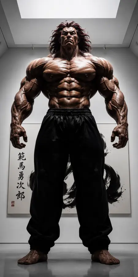 Yujiro Hanma Standing Before Calligraphy Canvas Art 4K wallpaper for desktop and mobile - Pixbee