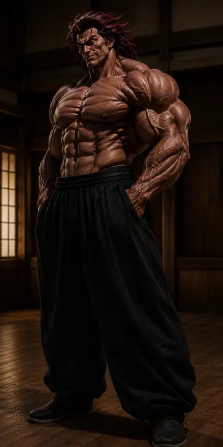 Yujiro Hanma Standing In Traditional Dojo 4K wallpaper for desktop and mobile - Pixbee